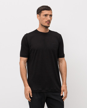 Stefano Ricci Черная футболка из льна K919071G10T26205