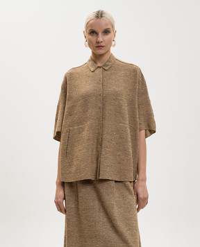 BOBOUTIC Коричнева сорочка із шовком 5041