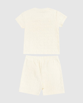 Off-White Дитячий жовтий костюм з футболки та шортів у логотип 44G2X00BS26J002