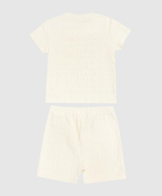 Off-White Дитячий жовтий костюм з футболки та шортів у логотип 44G2X00BS26J002 зображення 2