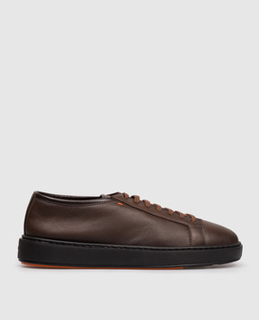 Santoni Коричневі шкіряні кросівки на хутрі MBCD21533NEAPECE