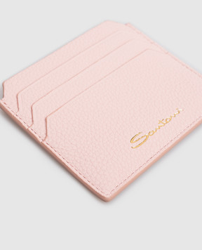 Santoni Рожевий шкіряний картхолдер з принтом логотипа DFPPA2693FOHSIW