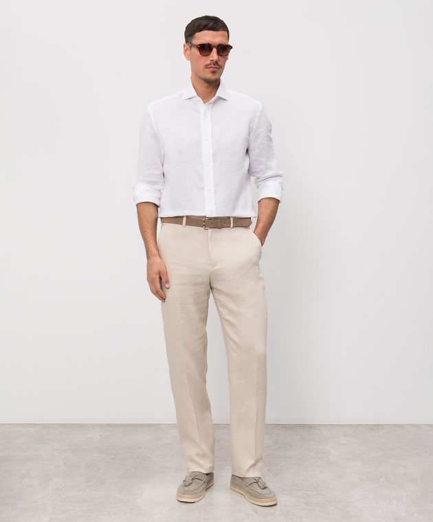 Agnona Бежеві штани з льону T710U1YU3049 зображення 2