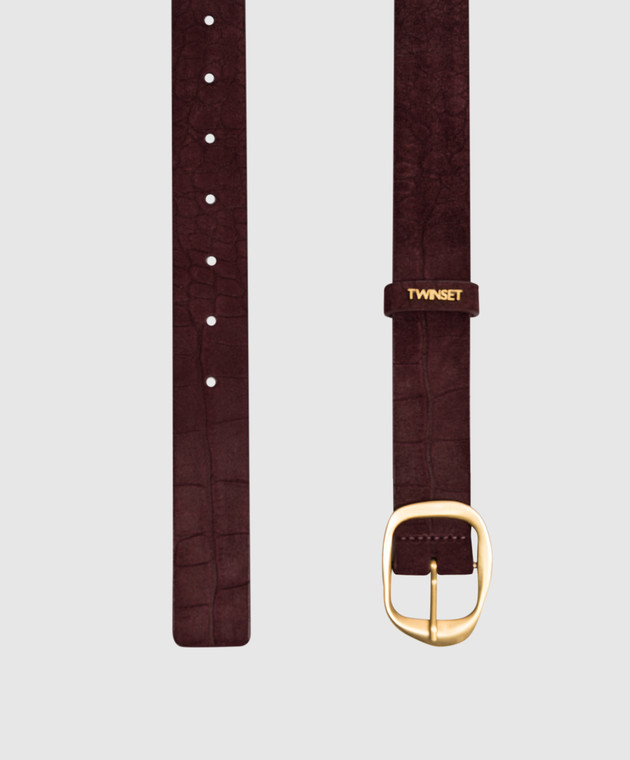 Twinset Бордовый замшевый ремень с тиснением под кожу крокодила 262TO5650 изображение 3