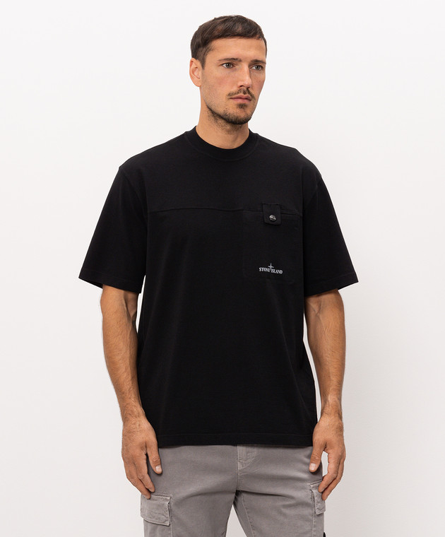 Stone Island Чорна футболка з принтом логотипа L2S152100028S0500 зображення 3