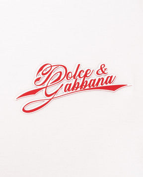 Dolce&Gabbana Дитяча біла футболка прямого крою з фактурним логотипом L4JTHVG7P4Y814