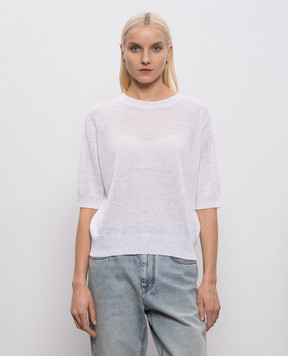 Brunello Cucinelli Білий топ з льону MDT746400