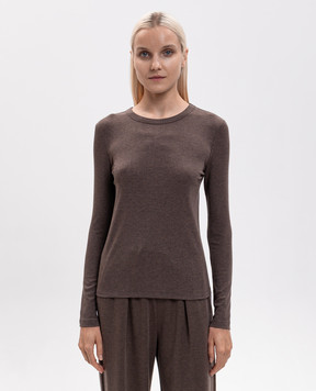 Max Mara Коричневий лонгслів SALMONE в рубчик MXMSALMONE