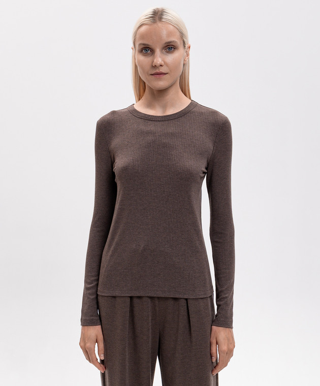 Max Mara Коричневий лонгслів SALMONE в рубчик MXMSALMONE зображення 3