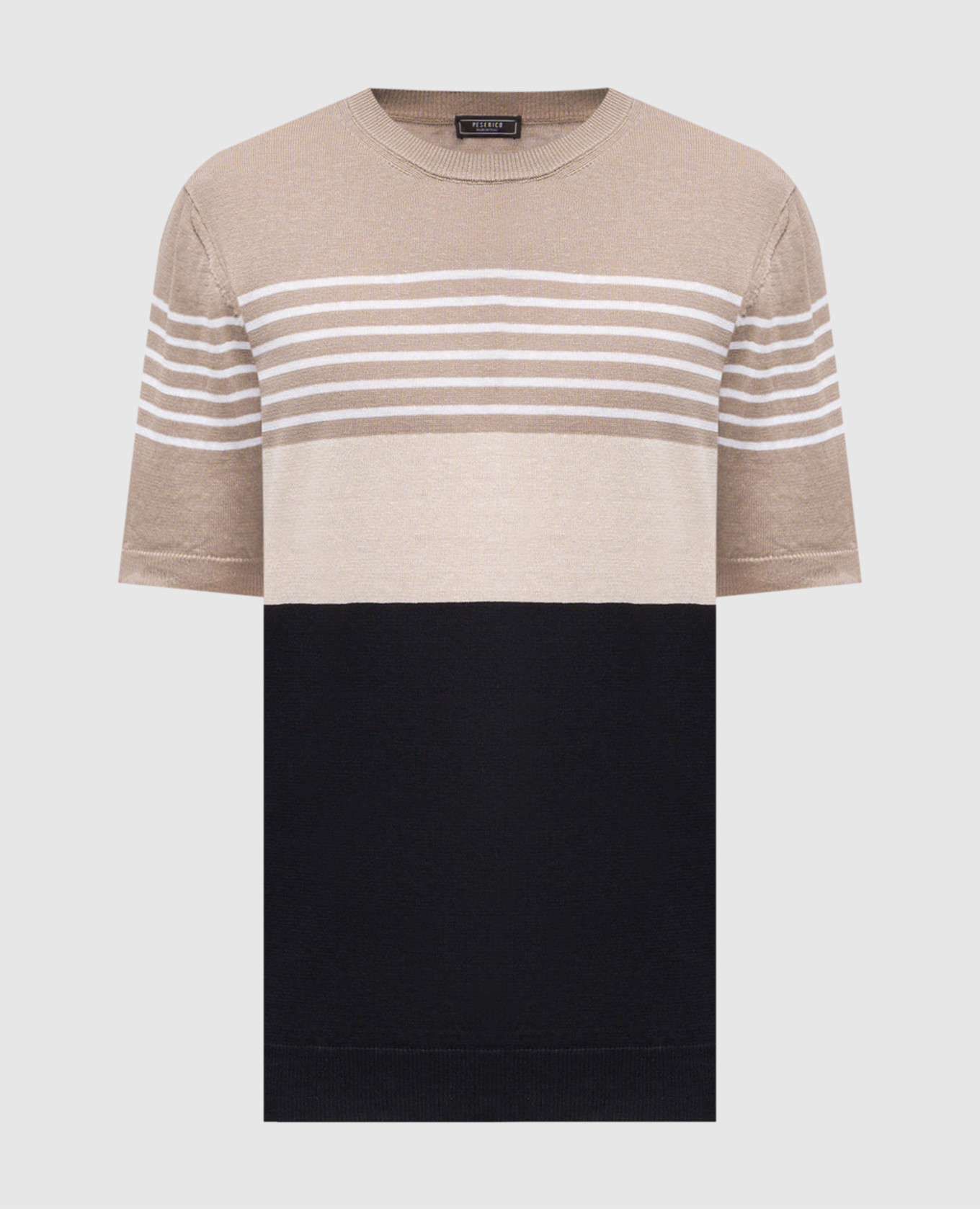 

Футболка с леном в полоску, Коричневый, Футболки