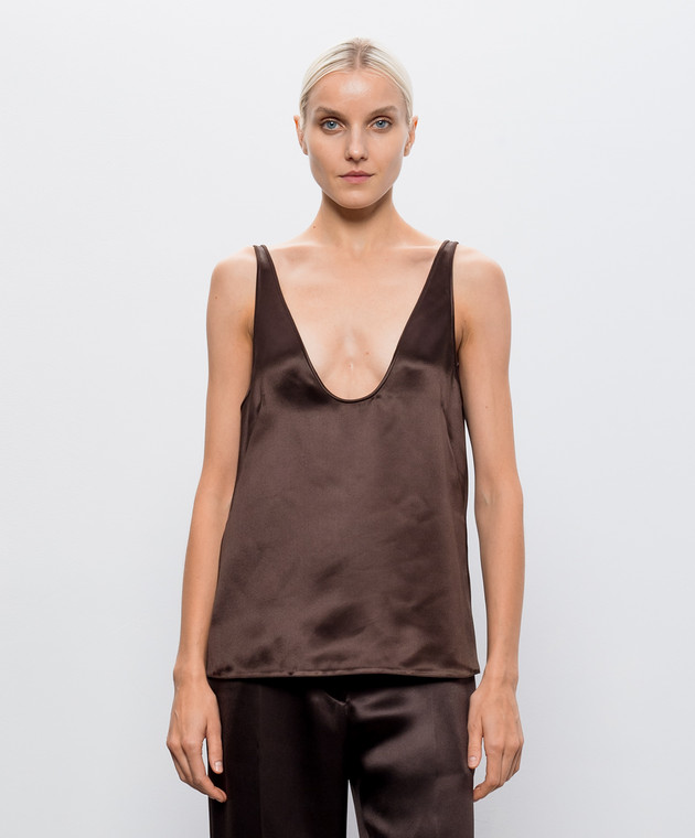 Tom Ford Коричневый топ из шелка TS2179FAX1868 изображение 3