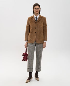 Thom Browne Коричневий замшевий жакет FBC935YL0140