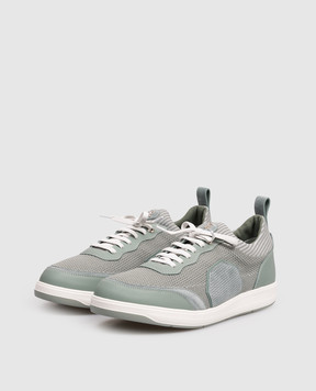 Stefano Ricci Зеленые комбинированные кроссовки с монограммой нашивки UZ34E6674TWYSDP