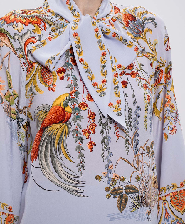 Etro Голубая блузка из шелка в принт WRJA009199SP1N6 изображение 5