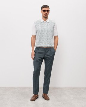 Stefano Ricci Біле поло з шовком у візерунок з блискавкою K818108P31F26174