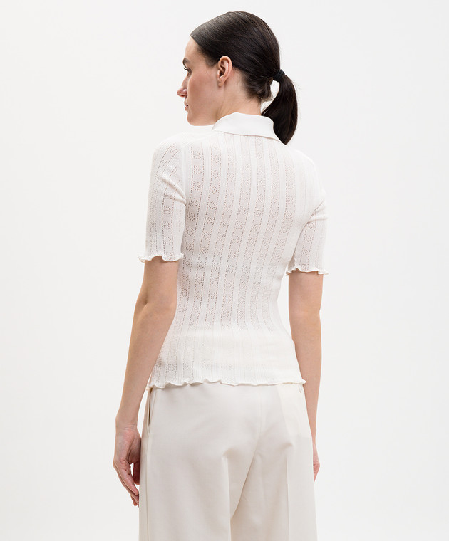 Victoria Beckham Біле поло у візерунок 1226KTP007273A зображення 4