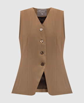 Marco Pescarolo Коричневый жилет Trenta из шерсти и шелка TRENTAD5314