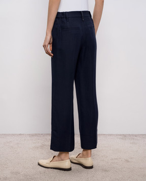 Brunello Cucinelli Темно-сині штани з льоном MH126P9184