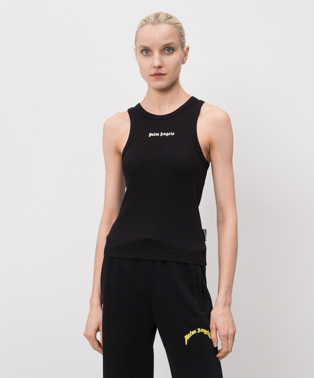 Palm Angels Чорна майка в рубчик PWAC024S26JER001 зображення 3