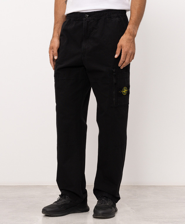 Stone Island Чорні штани карго з патчем логотипа L2S153100015S0211 зображення 3