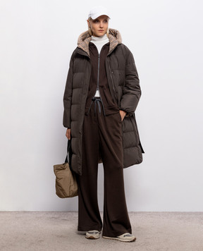 Brunello Cucinelli Коричневая спортивная куртка с цепочкой мониль MP828SM606