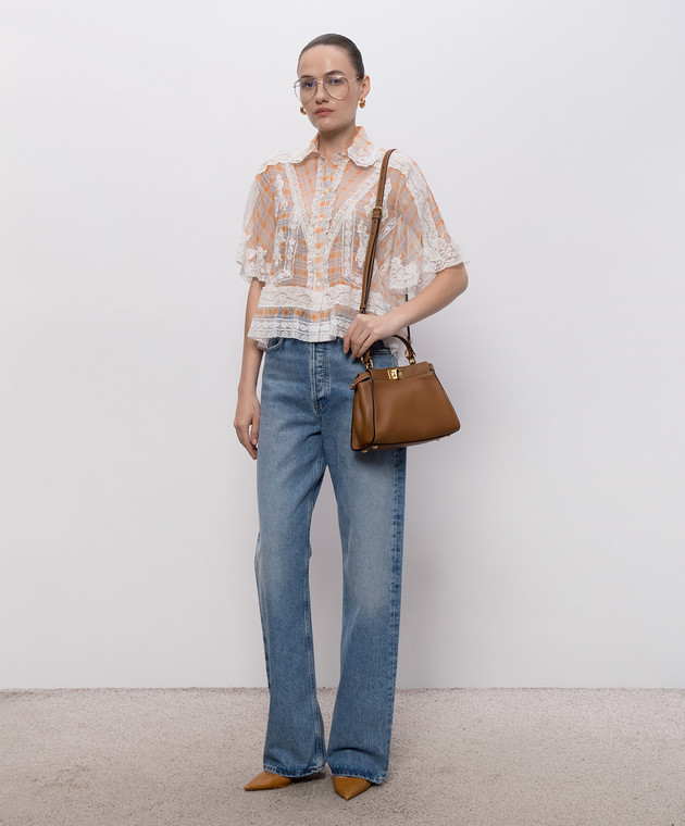 Ermanno Scervino Блуза из шелка в клетку D482K717APXUJ изображение 2