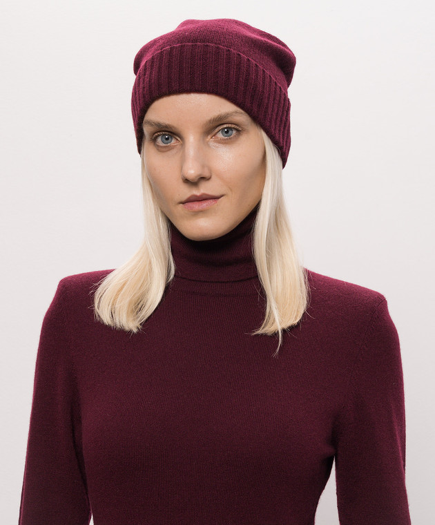Allude Бордова шапка з кашеміру з відворотом 26511245 зображення 2