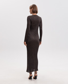 Missoni Коричневое платье миди в рубчик DS26WG0YBK01JE