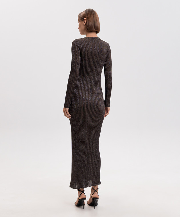 Missoni Коричневое платье миди в рубчик DS26WG0YBK01JE изображение 3