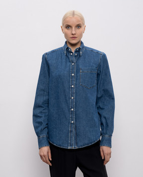Thierry Mugler Синяя джинсовая рубашка с акцентными плечами 26P6TO08412032