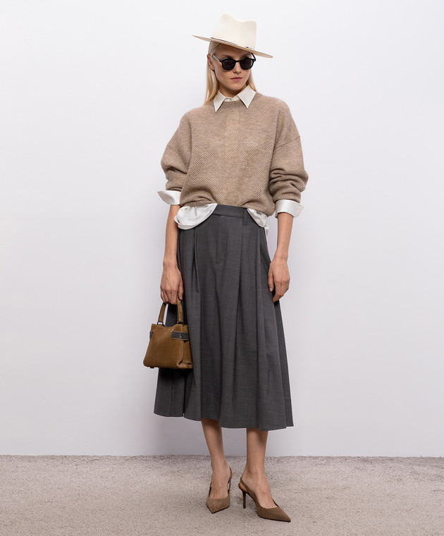 Brunello Cucinelli Бежевый свитер с шерстью с люрексом MGG270510P изображение 2