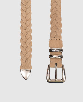 Brunello Cucinelli Бежевый замшевый плетеный ремень MAURP253