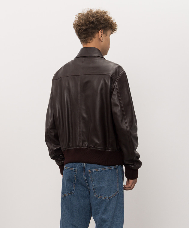 Ami Paris Бордовая кожаная куртка HJK850LH0068 изображение 4