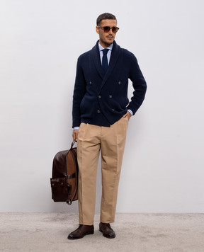 Brunello Cucinelli Бежевые брюки с льном MH253S2440