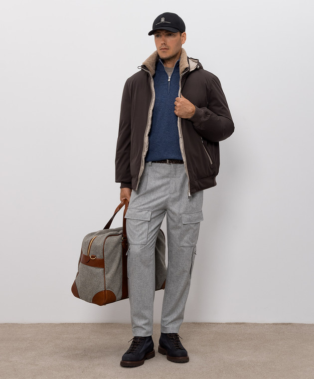 Brunello Cucinelli Футболка серого цвета с вышивкой надписи M0B138518 изображение 2