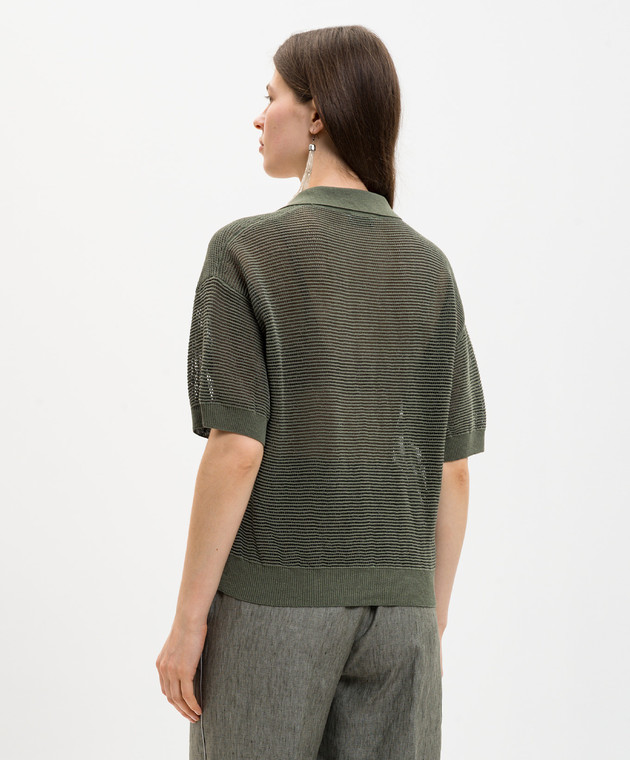 Peserico Зеленый топ с воротником-поло S99113F129056T изображение 4