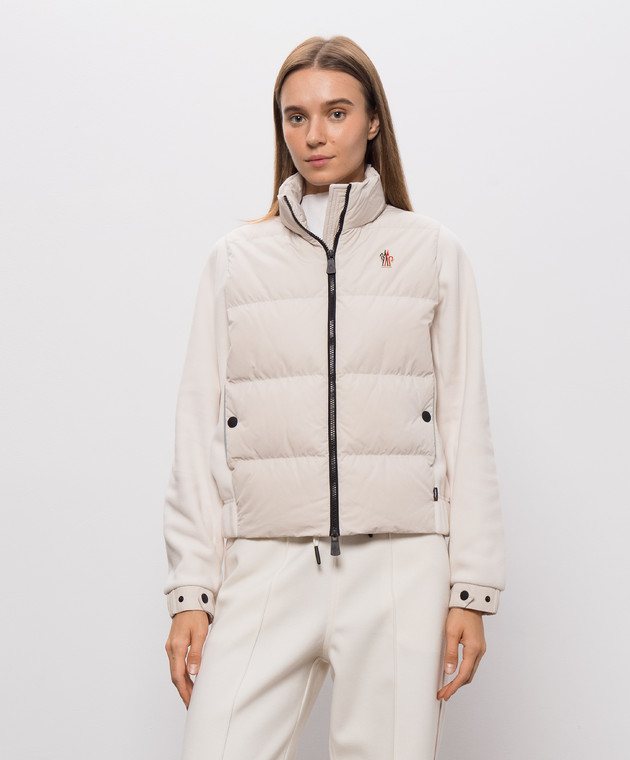 Moncler Grenoble Бежевая комбинированная куртка с нашивкой эмблемы L20988G0002689AK8 изображение 3