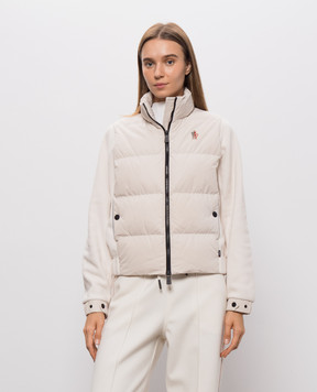 Moncler Grenoble Бежева комбінована куртка з нашивкою емблеми L20988G0002689AK8