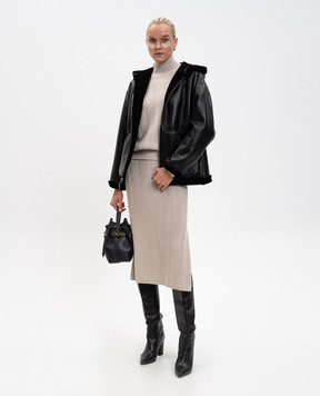 Babe Pay Pls Черная двусторонняя дубленка с капюшоном 2536SETA