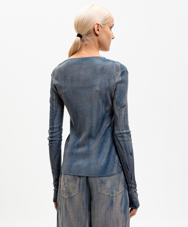 Masnada Синя блуза з шовком 8091 зображення 4