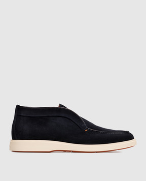 Santoni Синие замшевые дезерты с фактурным логотипом MGDG17823TICBGEX