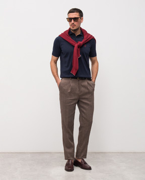 Brunello Cucinelli Синее поло с вышивкой эмблемы M29800195