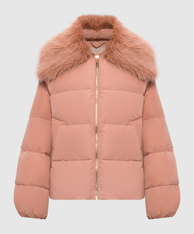 Twinset Розовый пуховик с металлическим логотипом 262TP2360