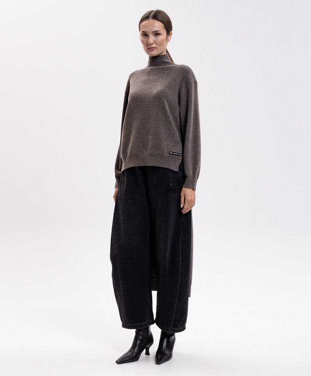 Alexander Wang Коричневый асимметричный свитер с шерстью 1KC4261020 изображение 3