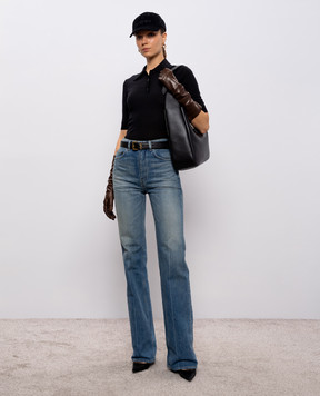 Saint Laurent Чорне поло з вовни, кашеміру та шовку 801518YAPK2