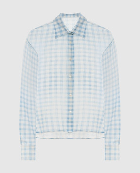 Ermanno Scervino Голубая блуза из шелка в клетку D482K348WCF