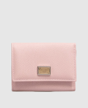 Dolce&Gabbana Рожеве шкіряне портмоне з металевою пластиною BI0770A1001