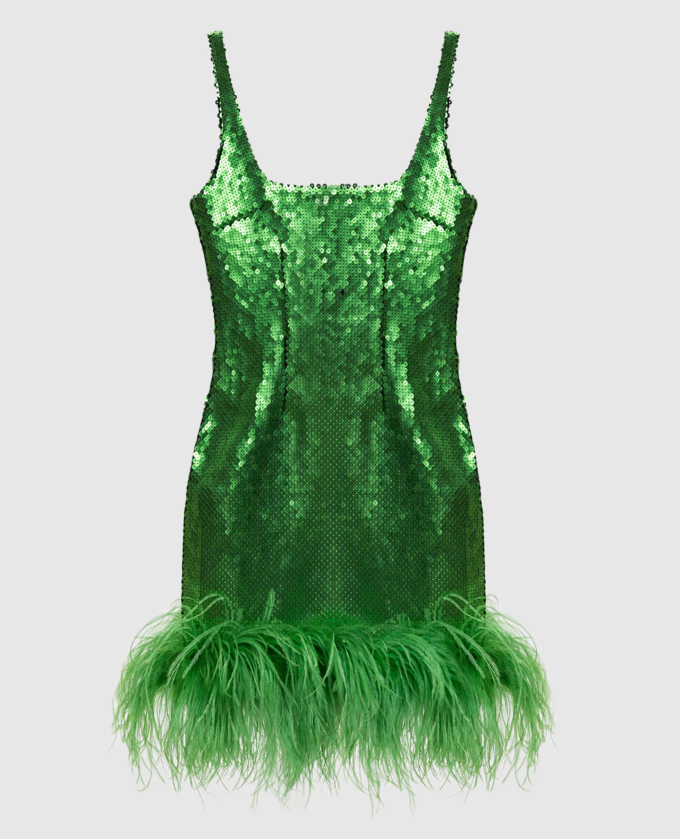 

Зеленое платье мини Sior с перьями страуса, Зеленый, Коктейльные платья