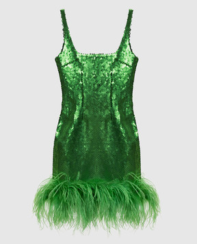 16Arlington Зелена сукня міні Sior з пір'ям страуса DMN560SS2601