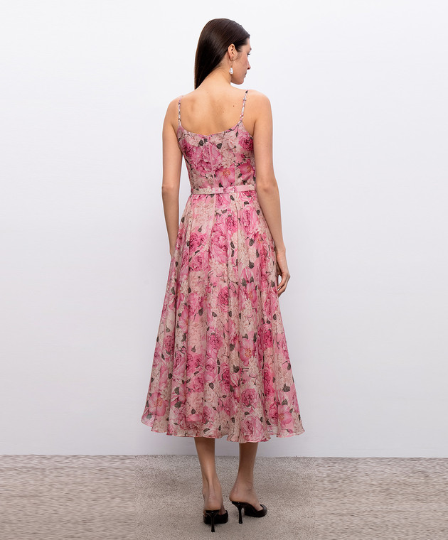 Nissa Розовое платье миди из льна и шелка RC16503 изображение 3